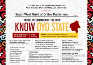 Oyelade Presents New Book, Know Oyo State, Tomorrow