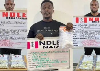 2-Angolans-1-Nigerian-Drug-Suspects_copy_1080x568_1_1 - Newscoven China-Based Nigerian, 2 Angolans Excrete 236 Cocaine Wraps At Kano, Abuja Airports