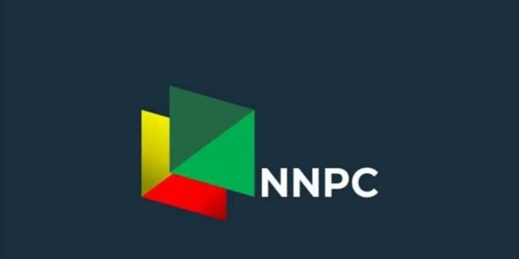 NNPC logo with overlapping yellow, green, and red polygons on a dark blue background