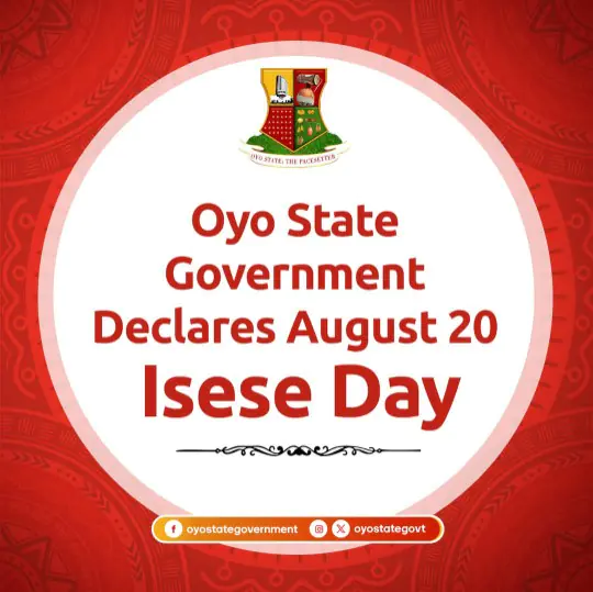 Isese Day 2026: Oyo Government Declares Thursday Work-Free Day